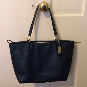 Coach Navy Blue Leather Tote